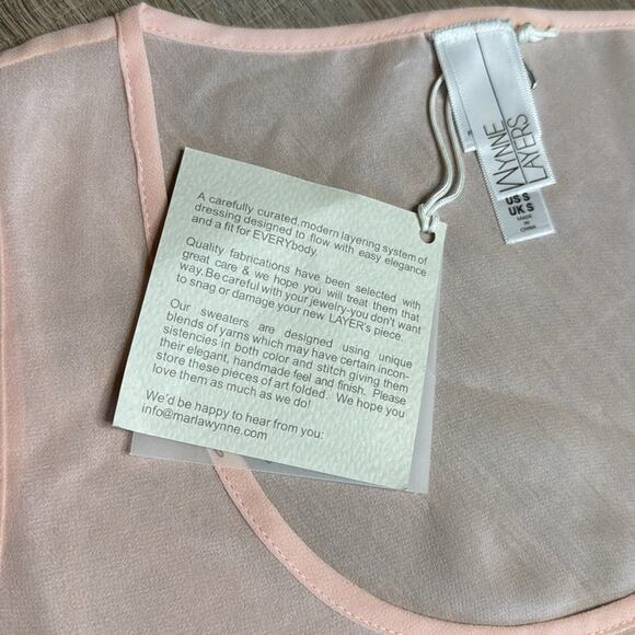 WYNNE LAYERS Semi Sheer Blush Pink Sleeveless Flowy Tank Top Blouse Women’s - Picture 3 of 9